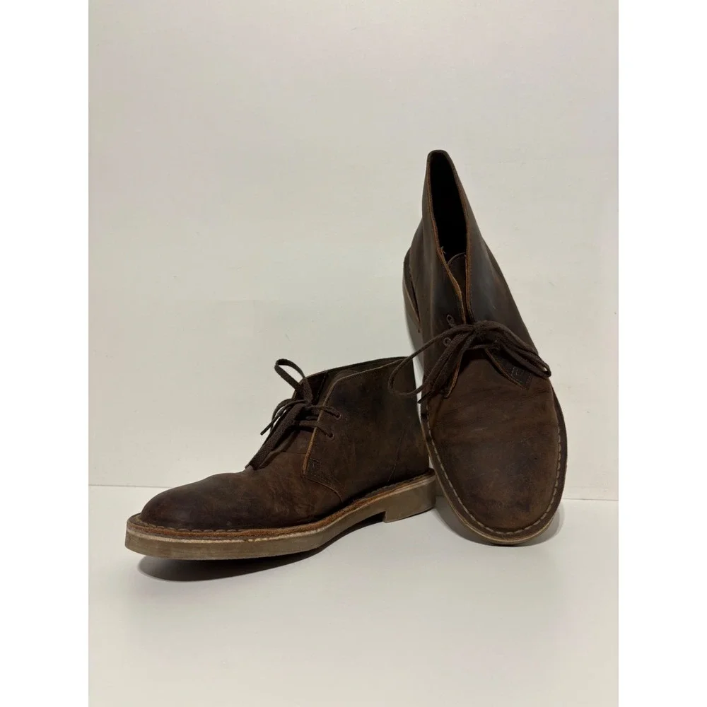 Clarks Men Size 8 Brown Bushacre 2 Leather Chukka Boots